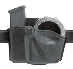 Safariland Cuff and Beretta 8045F Magazine Pouch with Belt Clip attachment features a suede liner
